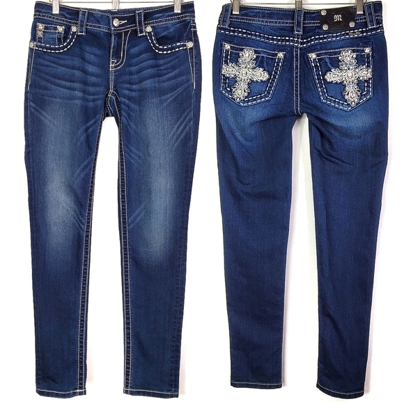 Miss Me Bling Cross Skinny Jeans SZ 27